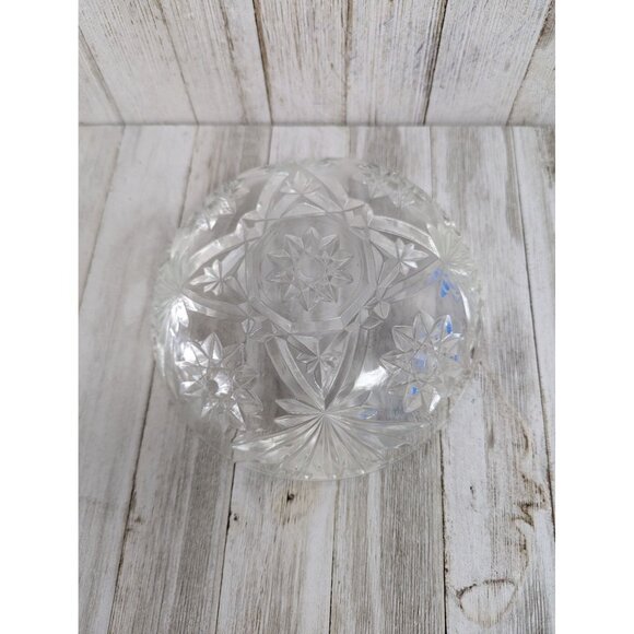 Glass Food Serving Bowl 7 1/4" Lead Glass Starburst - Picture 3 of 4
